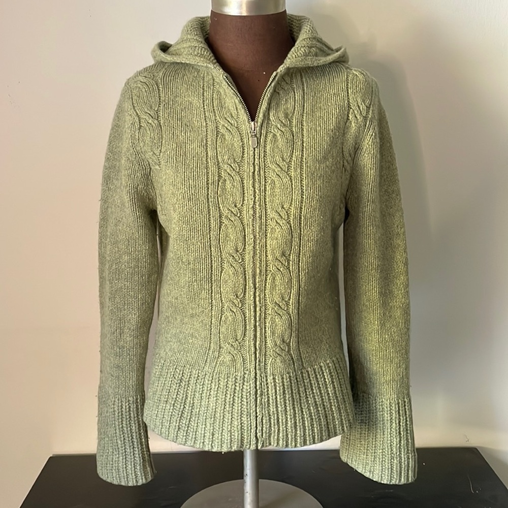 J. Crew Green Cable Knit Cardigan